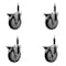 Service Caster 5'' Maroon Poly Swivel 3/4'' Expanding Stem Caster Set with Brake, 4PK SCC-EX20S514-PPUB-MRN-PLB-34-4 - alternate 1